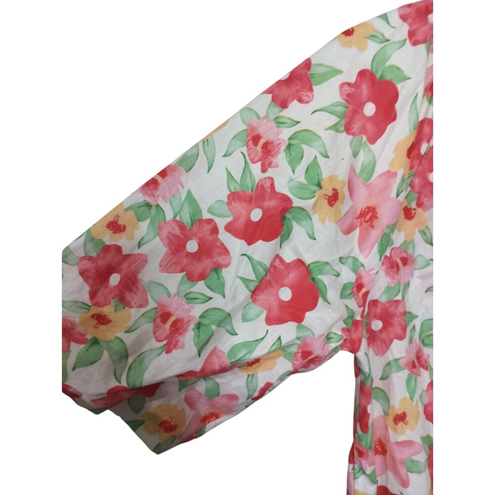 5273) Gigio USA Pastel Cotton Floral Tiered Babydoll Puff Sleeves Dress Medium - Picture 3 of 11